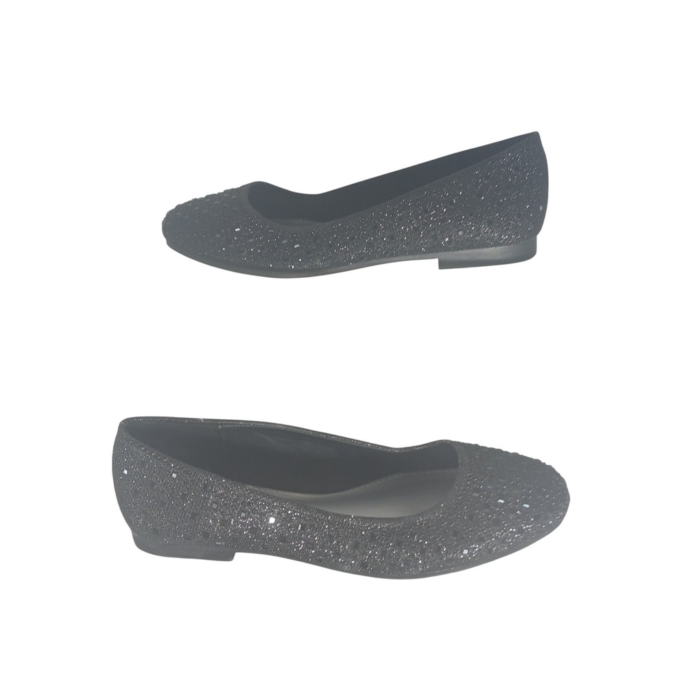 Hot Cakes‎ Jazz Black Rhinestone Ballet Flats Shimmer Sparkle Slip On Shoes 8.5M